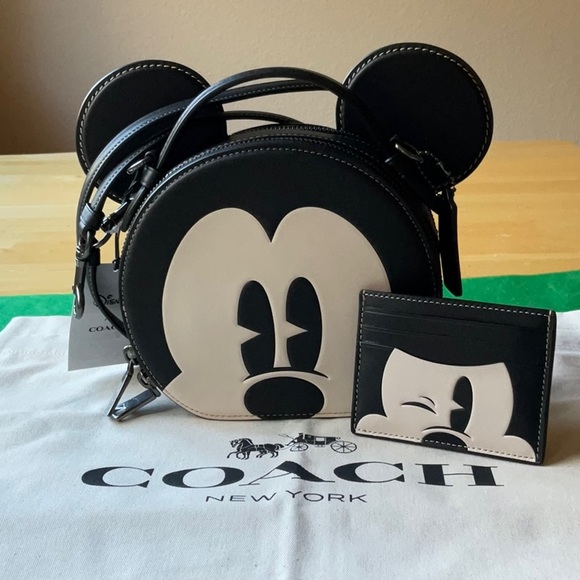 🐭 DISNEY X COACH MICKEY MOUSE EAR BAG & CARD CASE 🐭 NWT 🐭 - Picture 15 of 16